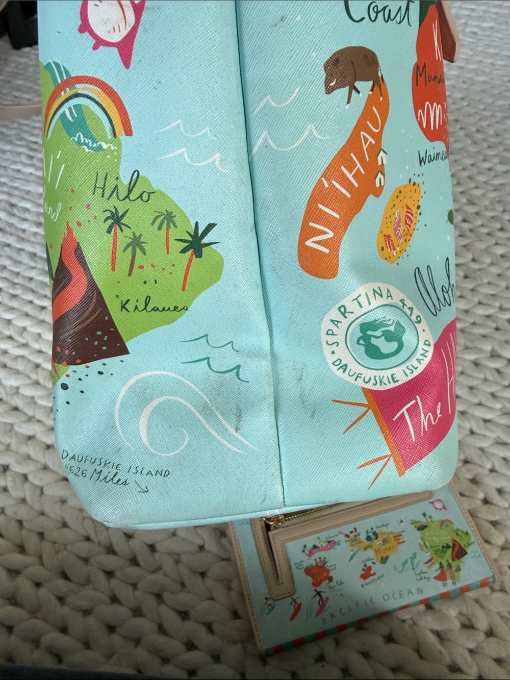 Spartina 449 Hawaii Large Tote & Matching Wallet Set Coastal Beach Bag - Picture 10 of 13